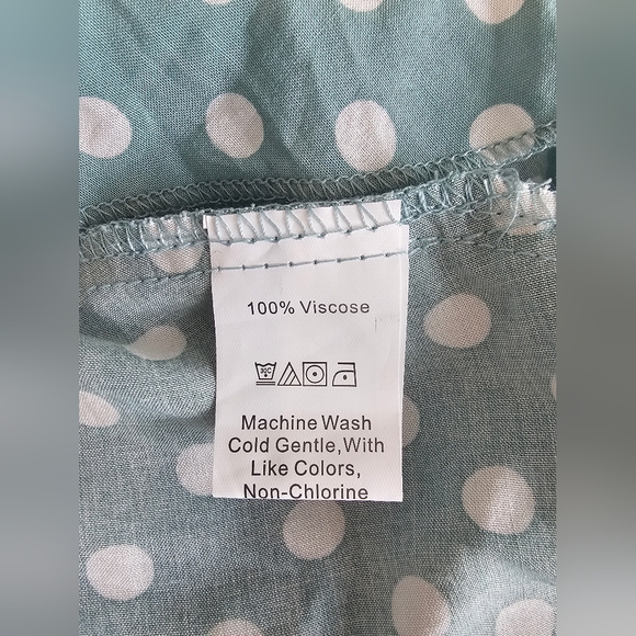 Pastel Green Polka Dot Midi Dress With Drawstring Waist Women's XL - Picture 5 of 6